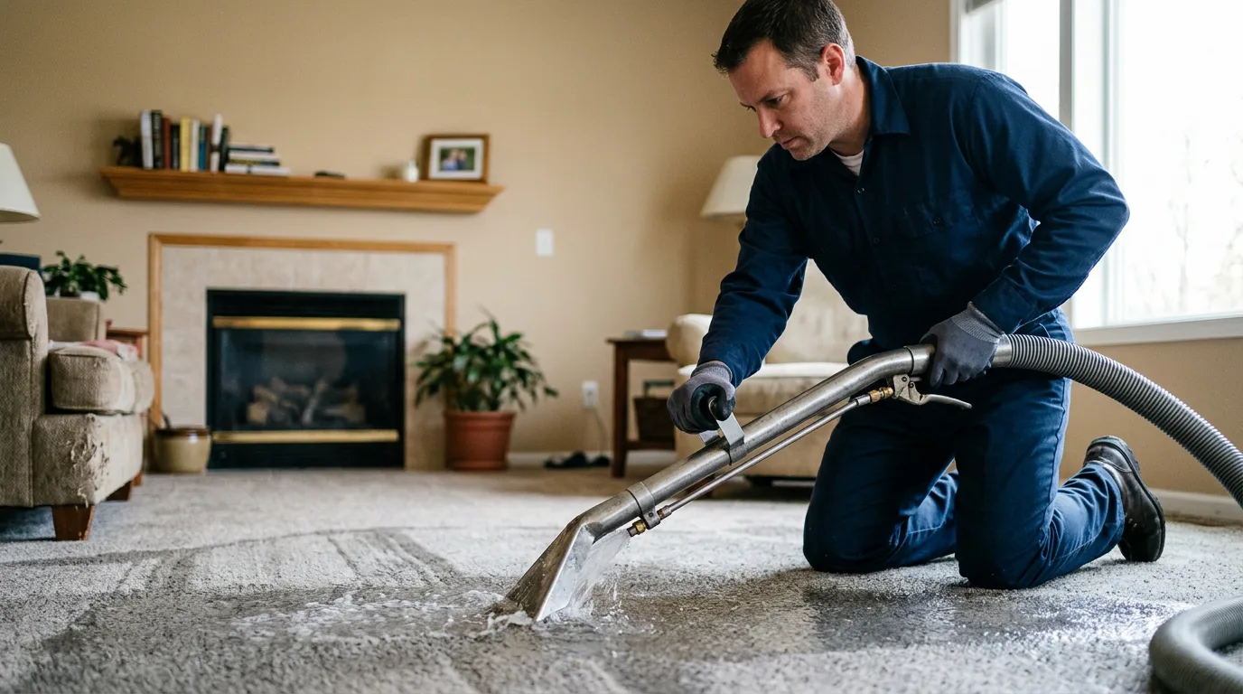 Water damage restoration technician working near Taylor Ridge, IL